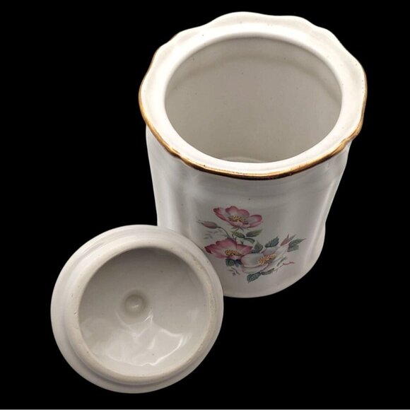 House Of Webster Briar Rose Vintage Ceramic Canister Jar With Lid Floral Design - Picture 6 of 7